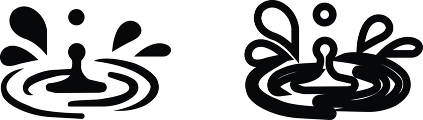 water drop ion icon set in flat and line style, liquid droplet and hydration symbol collection with aqua, fluid and moisture concepts, minimal monochrome vector graphic group