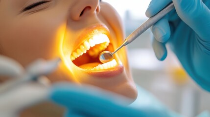 Dental care during a routine check-up in a modern clinic