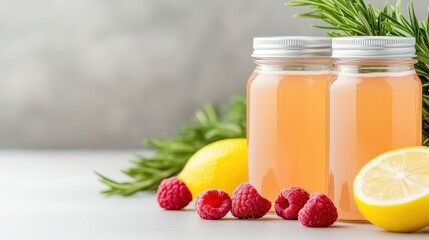 Refreshing raspberry lemonade with rosemary awaits to be enjoyed