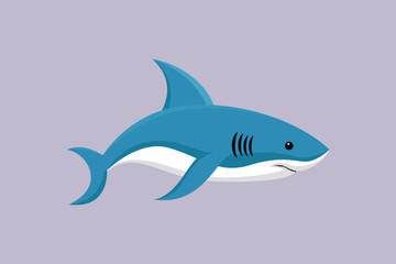 Shark marine animal. Sea animals Concept. Colored flat vector illustration isolated