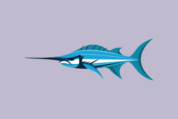 Swordfish marine animal. Sea animals Concept. Colored flat vector illustration isolated