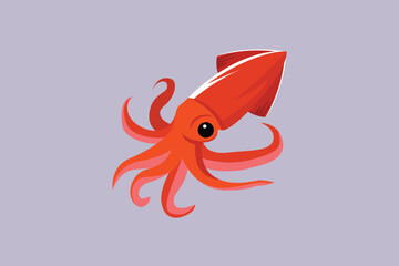 Squid sea animal. Sea animals Concept. Colored flat vector illustration isolated