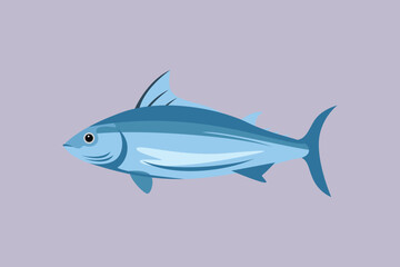Tuna fish marine animal. Sea animals Concept. Colored flat vector illustration isolated