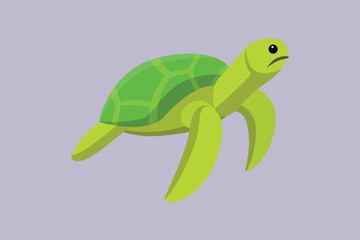 Turtle sea animal. Sea animals Concept. Colored flat vector illustration isolated