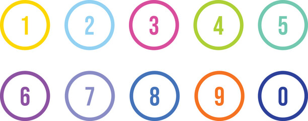 colorfull digit numbers art template design. 0 1 2 3 4 5 6 7 8 9. Vector Design