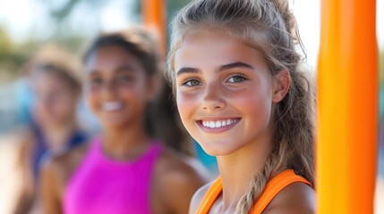 Young athletes enjoy dynamic training session at outdoor fitness park