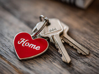 Heart shaped keychain with home keys
