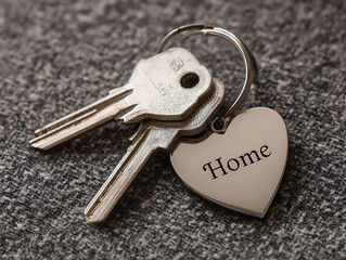 Keychain with heart-shaped home key
