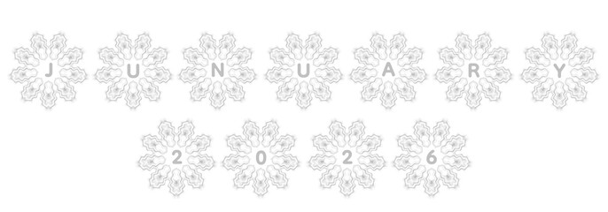 A detailed hand-drawn pencil sketch illustration featuring the text &ldquo;January 2026&rdquo; in an elegant sketched typography style. The soft graphite lines and subtle shading create a classic artistic look