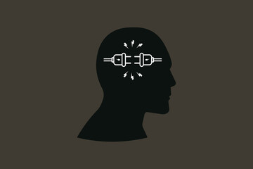 Cognitive Dissonance Concept With Brain Silhouette And Conflicting Gears, Mental Stress