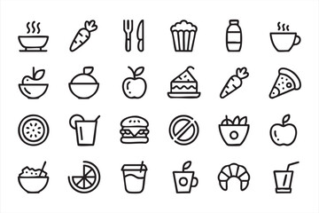 Minimal Food Icons for Delivery Apps and Menu Interfaces