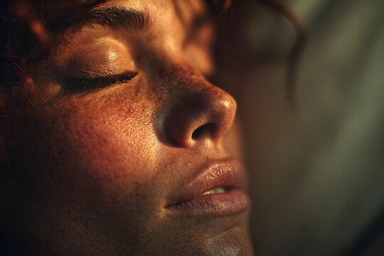A person engaging in a relaxation technique, such as progressive muscle relaxation, mental health Generative AI