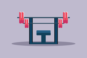 Barbell machine gym equipment. Gym property Concept. Colored flat vector illustration isolated