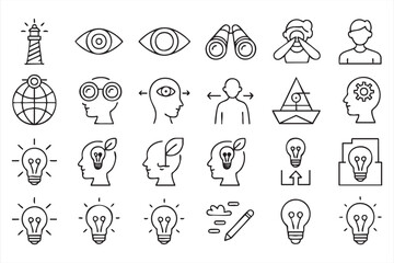 Fototapeta premium Vision and Idea Line Icons for Creative UI and App Design