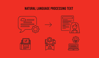 Natural language processing text, AI document, semantic nodes, chatbot message, text analysis magnifier, language AI brain