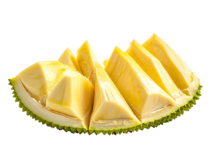 Sections of spiky fruit flesh arranged on the rind
