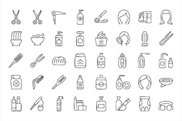 Fototapeta premium Beauty Grooming Outline Icons for Spa and Wellness UI
