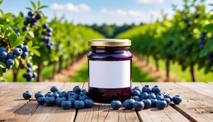 Blueberry Jam Jar Mockup with Blank Label
