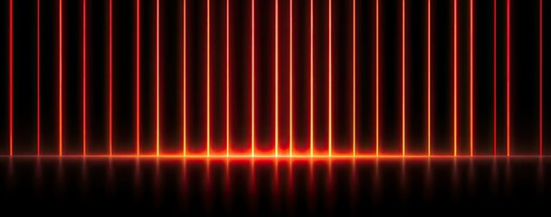 Vertical glowing red and orange lines on black with reflective surface effect
