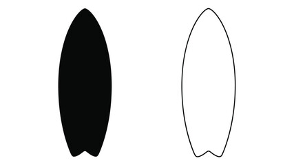 Two surfboard shapes one solid black and one outline a striking silhouette © MD