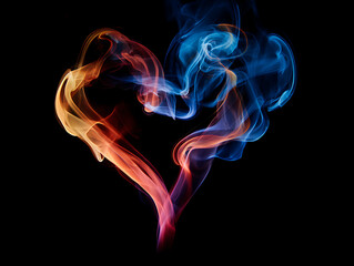 Colorful heart shaped smoke