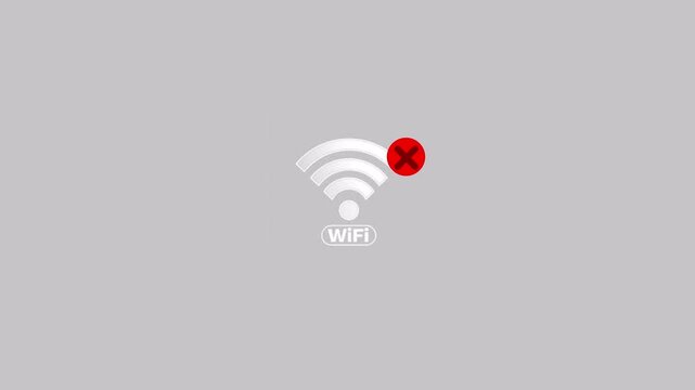 No Use wifi signal icon. Forbidden wifi use . Network signal error sign. Net Connection lost symbol. with transparent background in 4K animation