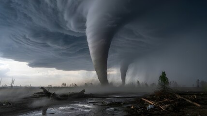 a dramatic photograph of a massive tornado