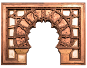 Ornate, arched architectural detail with mirrored segments