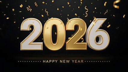 Celebrate 2026 New Year with gold confetti and shiny numbers