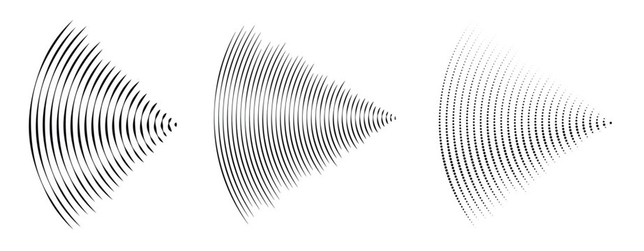 dotted and line sound wave signal set radial radio and 