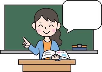 説明をする女性　教師　ふき出し　コメント