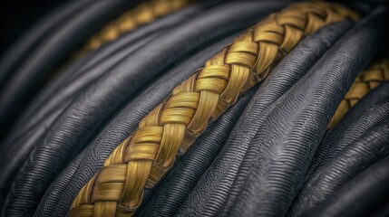 Selfhealing hydraulic hoses coiling and flexing effortlessly emphasizing durability and innovative material properties in industrial fluid systems.