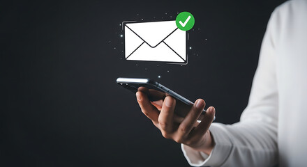 Got Mail Phone Showing Digital Email Notification with Green Check Communication