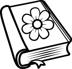 SVG vector illustration of flower clipart with a book.Floral Design with Open Book and Blooming Flowers