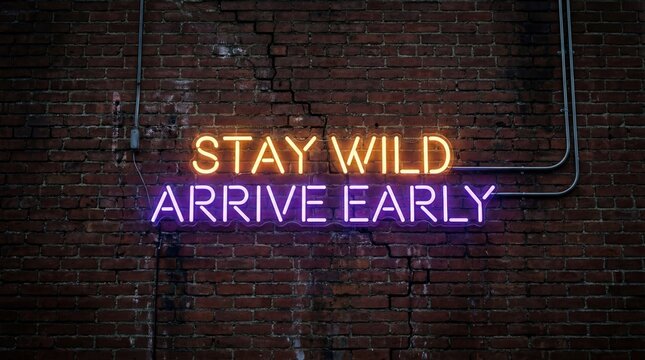 Stay Wild Arrive Early Neon Sign