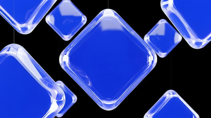 Vibrant blue glass tiles on black background for modern design