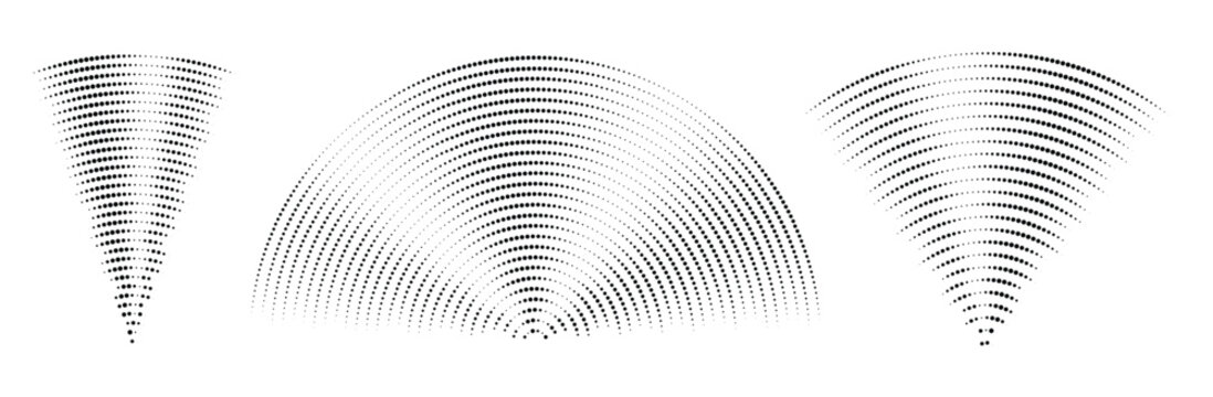  dotted sound wave signal set radial radio or music audio