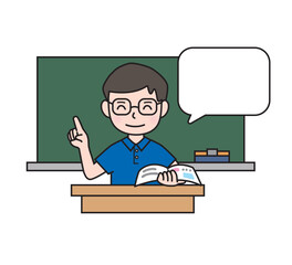 解説をする男性・吹き出し・コメント・先生