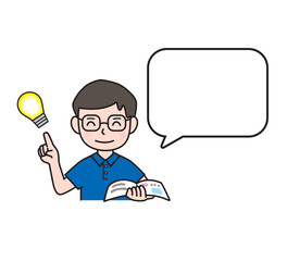 解説をする男性・吹き出し・コメント・先生