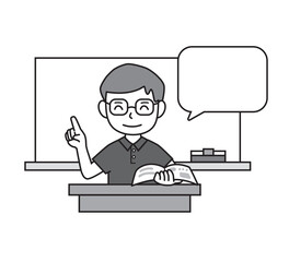 解説をする男性・吹き出し・コメント・先生