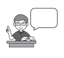 解説をする男性・吹き出し・コメント・先生