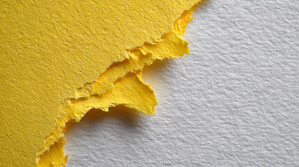 Yellow paper ripped to reveal white background isolated on a transparent background torn