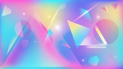 Vibrant geometric shapes in neon colors.