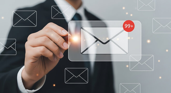 Email Marketing Strategy Businessman Managing Inbox Overload Digital - Powered by Adobe