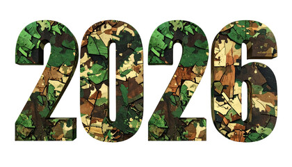 Camouflage-patterned numbers "2020" against a black background