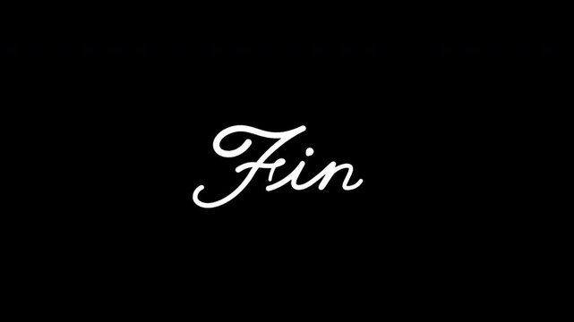 White Stroke Fin Handwriting Animation with Alpha Channel