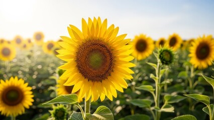 Vibrant Sunflower Blooming in a Sunlit Field