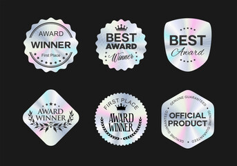 Fototapeta na wymiar Hologram sticker and labels for official product and award winner genuine holographic seal 