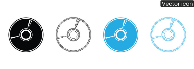 A set of modern CD icons in various styles and colors for commercial use © NuovaPixel