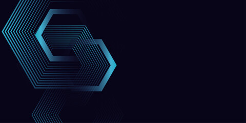 Dark blue black abstract presentation background. Linear Geometric Pattern in Light blue vector design ideal for presentation, banner, web, cover, poster, and corporate visuals. Vector dynamic shapes.